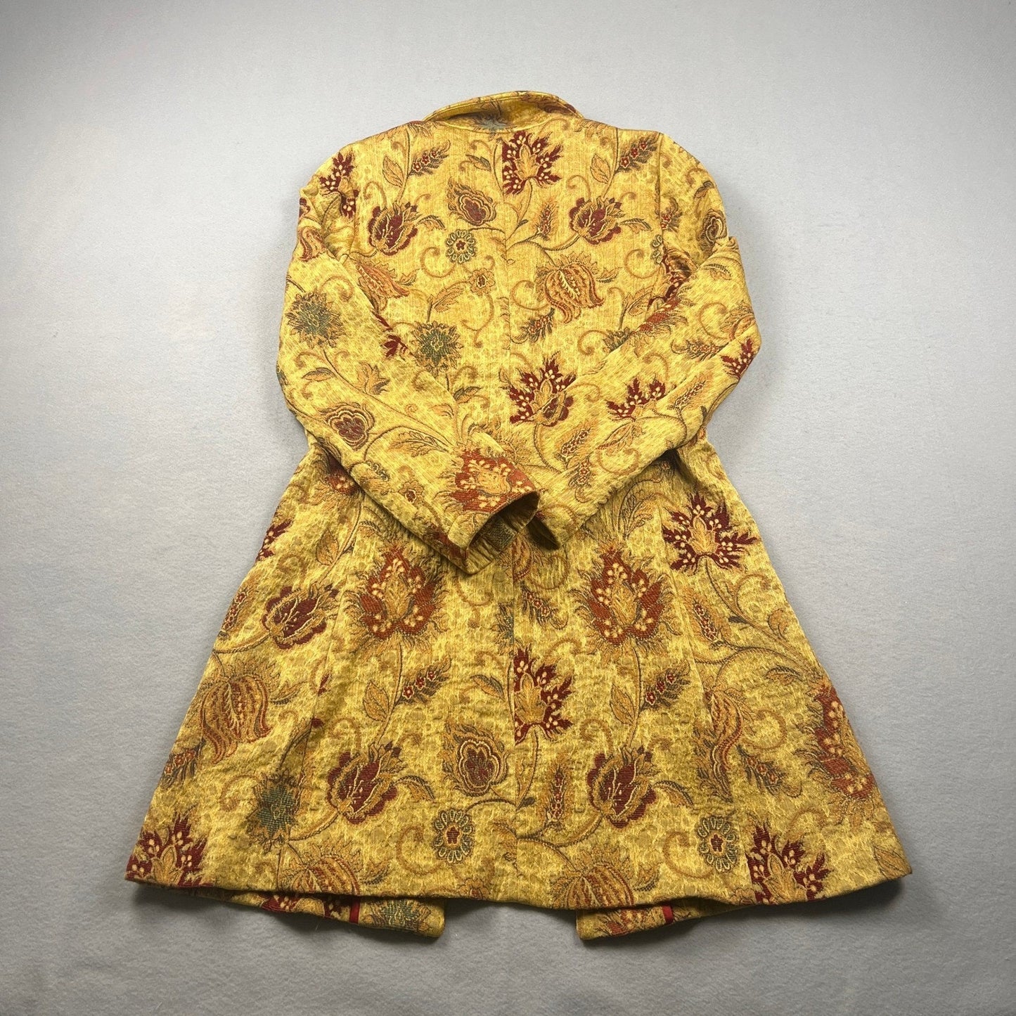 VTG Style Cabi Tapestry Coat Womens 10 Yellow Floral Jacquard Ornate Button