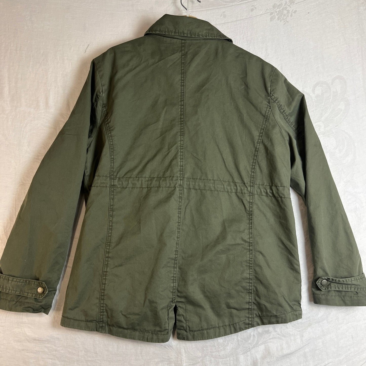 Ambiance Utility Jacket Womens 2XL Drawstring Waist Zip Front Collar Olive Green