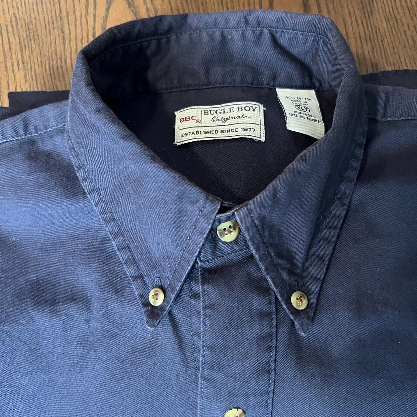 VTG Bugle Boy Long Sleeve Shirt Mens XLT Original Blue Button Down Cotton Y2K