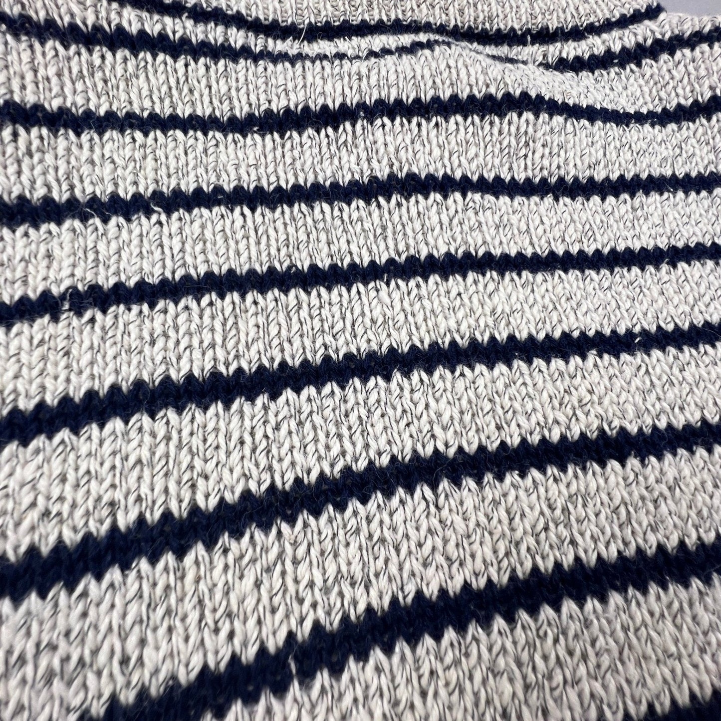 T.Q. Vintage Mock Neck Sweater Womens Small Grey Navy Striped Cable Knit Cotton