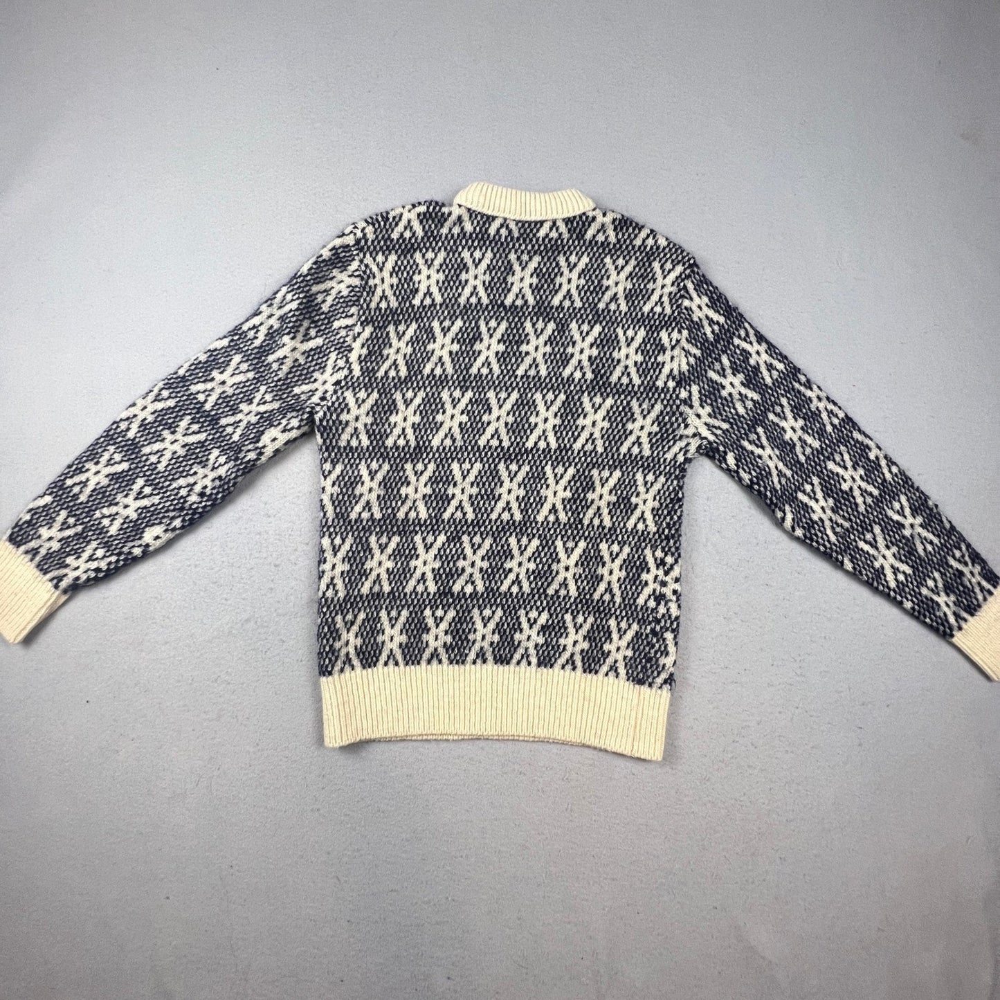 Pendleton Wool Sweater Mens XL Blue Cream Geometric Knit Vintage Mock Neck USA