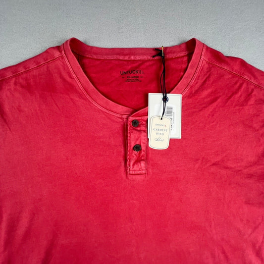 NWT UNTUCKit Henley Shirt Mens XXL Red Baxter Garment Dyed Pima Cotton Casual