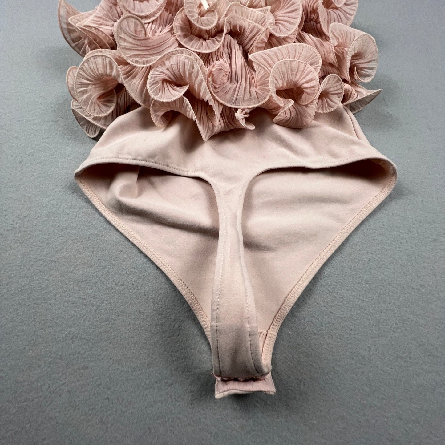 Intimately Free People Bodysuit Womens XS Pink Ruffle Pleated Boho Coquette