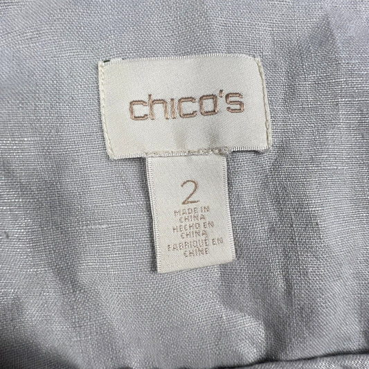 100% Linen Summer Jacket Womens 2 Large Gray Utility Quite Luxury Minimalist