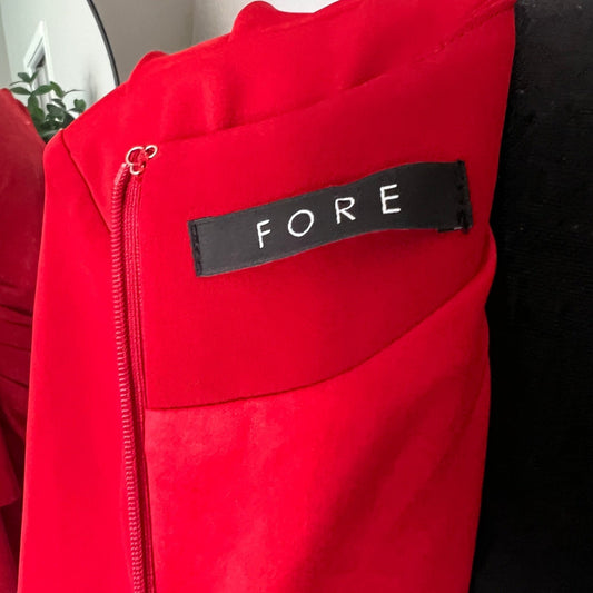FORE Wrap V-Neck Midi Dress Womens Red Long Sleeve Ruched Cocktail Holiday Party