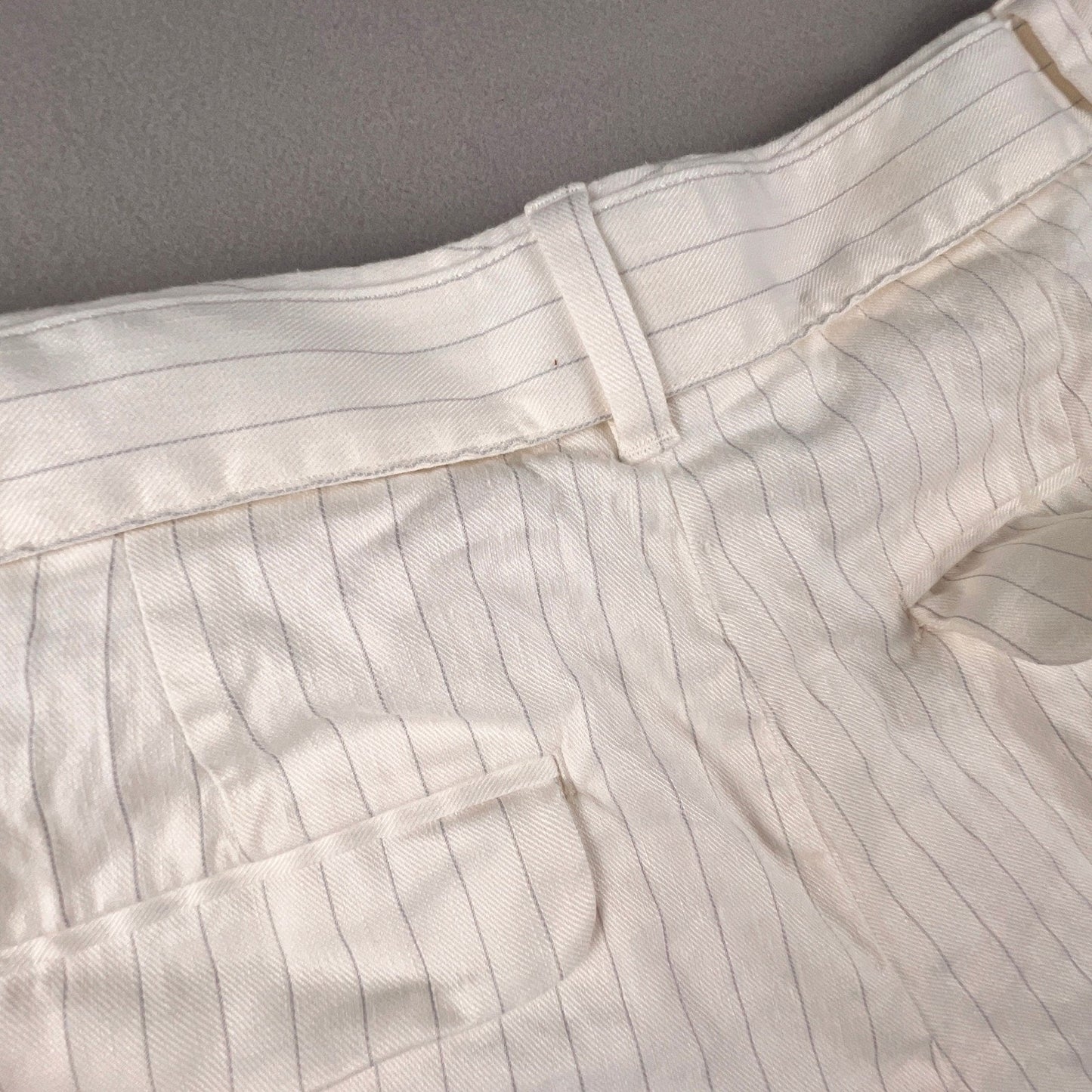 Banana Republic Belted Shorts Women's 12 Pinstripe Linen Blend Pleated Summer