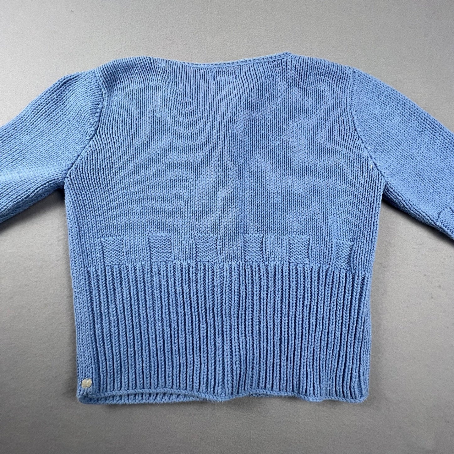 Pure Handknit Cardigan Sweater M/L Blue Cotton Button Up Coastal Grandmacore