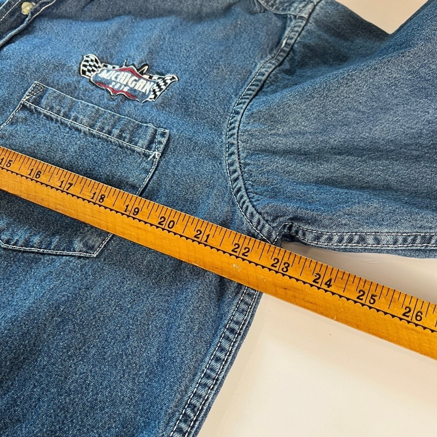 Vintage Michigan 2016 Womens Extra Large Denim Button Down George & Martha Shirt