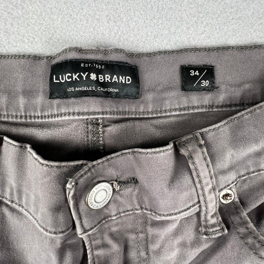 Lucky Brand 410 Athletic Slim Pants Mens 34x30 Gray Stretch Casual Chino Denim