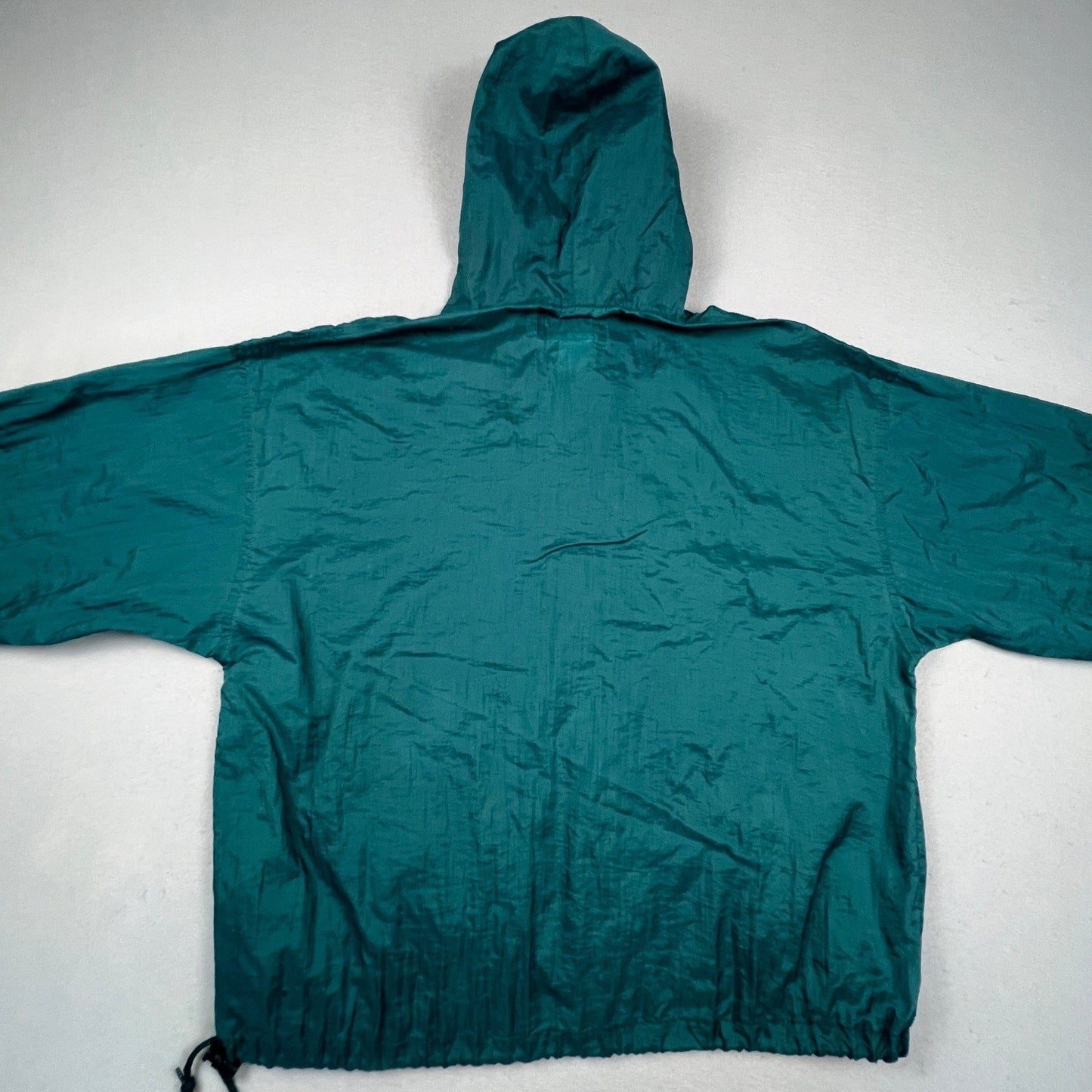 Honors Windbreaker Anorak Mens Large Green Vintage 1/4 Zip Hooded Pouch Pocket