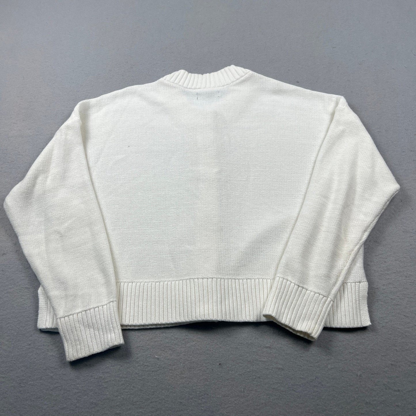 Quince Cardigan Sweater Womens M White Organic Cotton Cropped Knit Minimalist