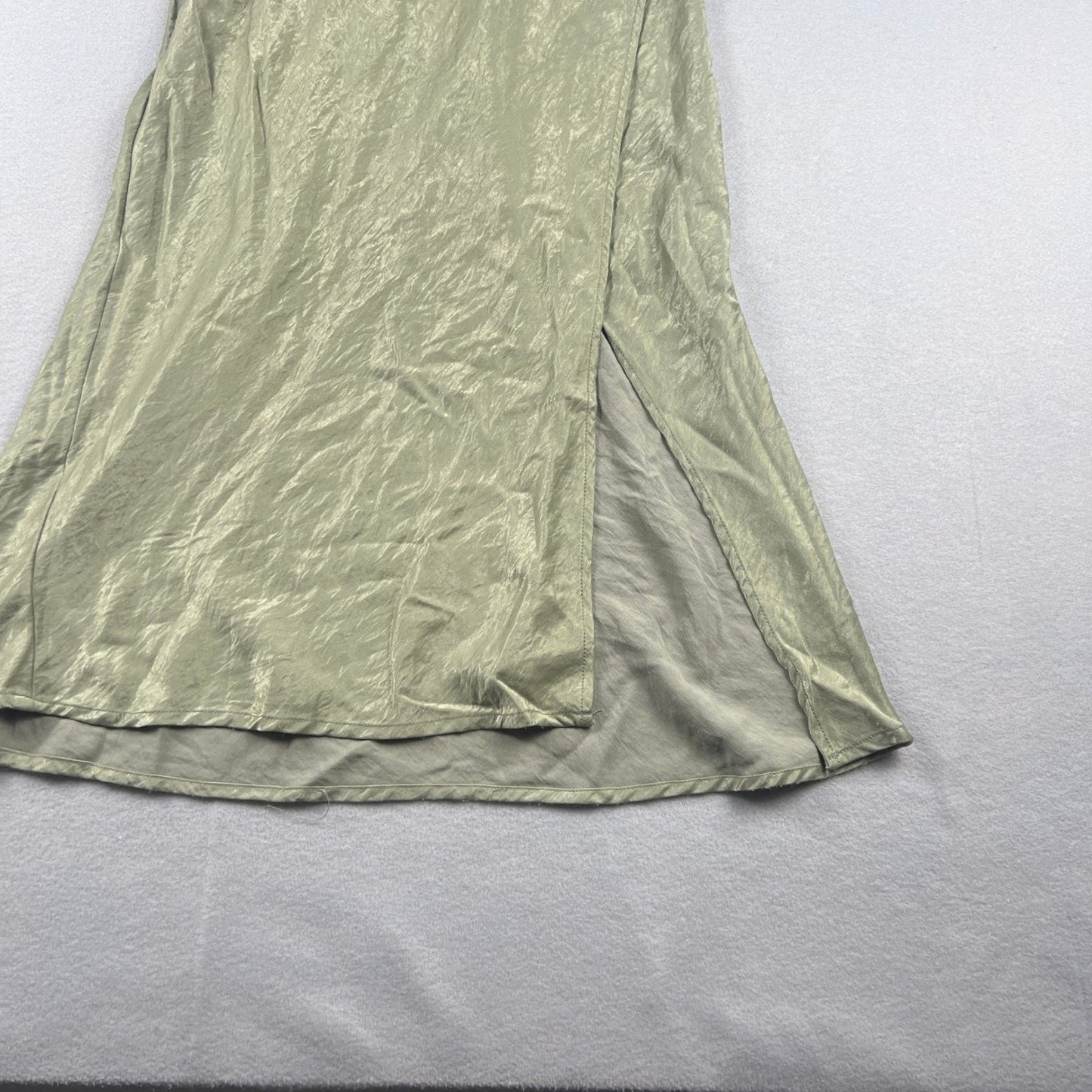 Hello Molly Satin Maxi Dress XS Sage Green Formal Cocktail Wedding Bridal