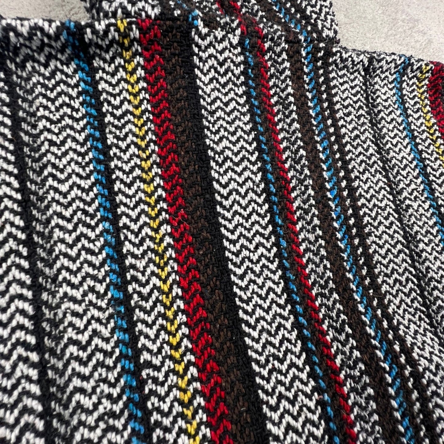 Baja Joe Hoodie Mens Small Striped Mexican Drug Rug Boho Surfer Pullover