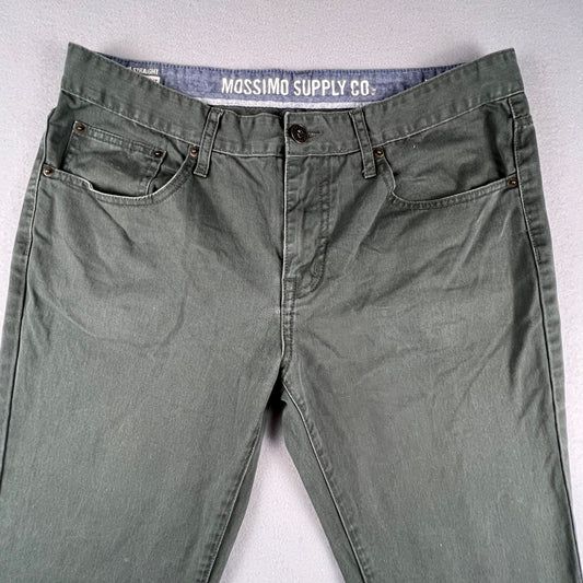 Mossimo Supply Co Pants Mens 34x31 Olive Green Slim Straight Cotton Chino Casual