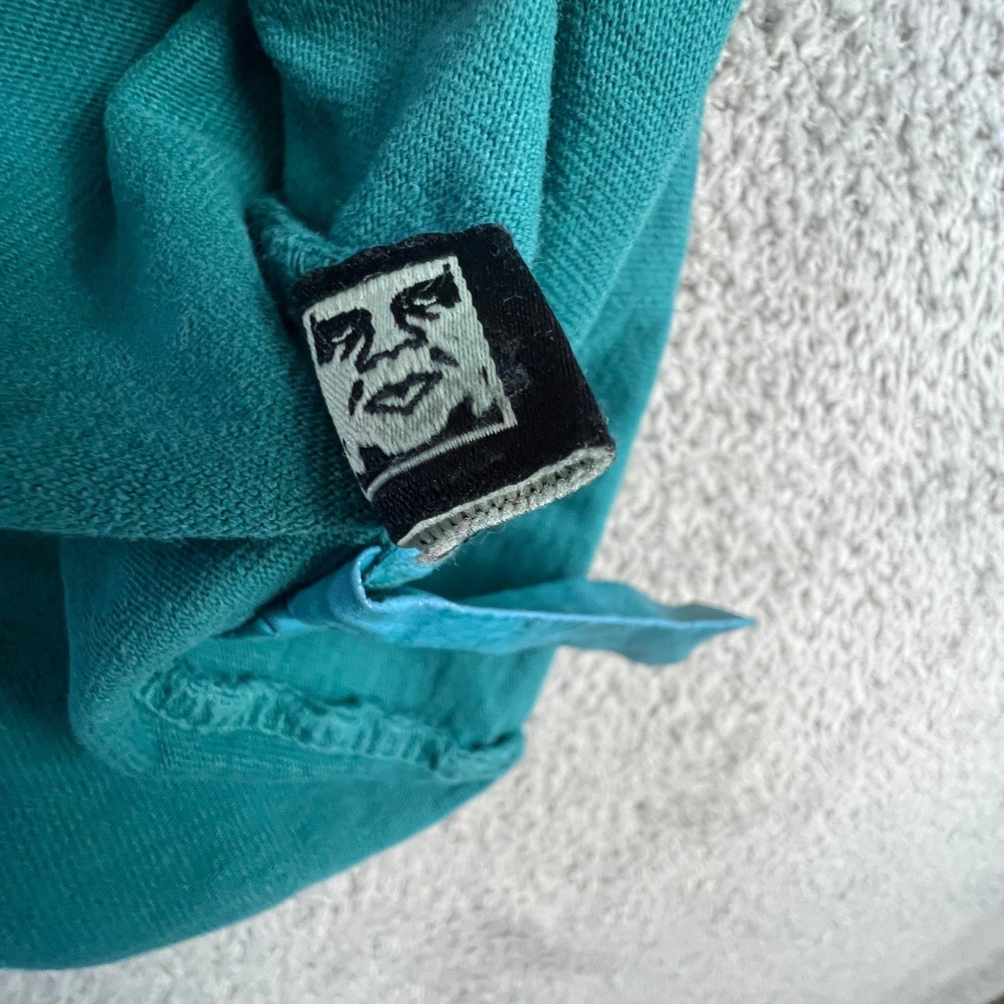 Obey Studios Mens Medium Graphic T-Shirt Teal Green Short Sleeve Crewneck