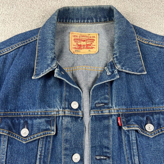 VTG Y2K Levi's 57511 Denim Trucker Jacket Cotton Men's XL Blue Workwear