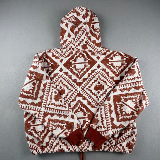 Wrangler Retro Hoodie Womens Large Rust Orange Southwestern Geometric Pullover