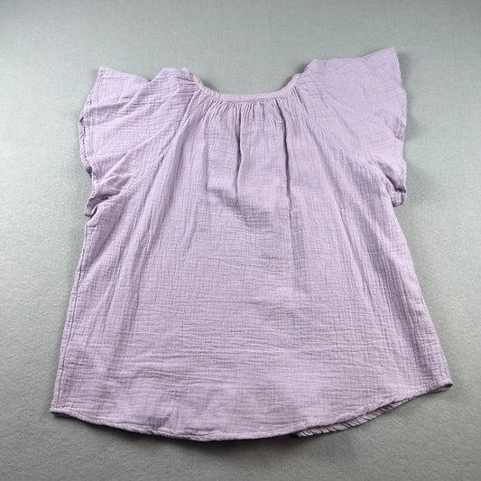 Gauze Top Womens Large Purple Cotton Flutter Sleeve Boho Blouse Universal Thread