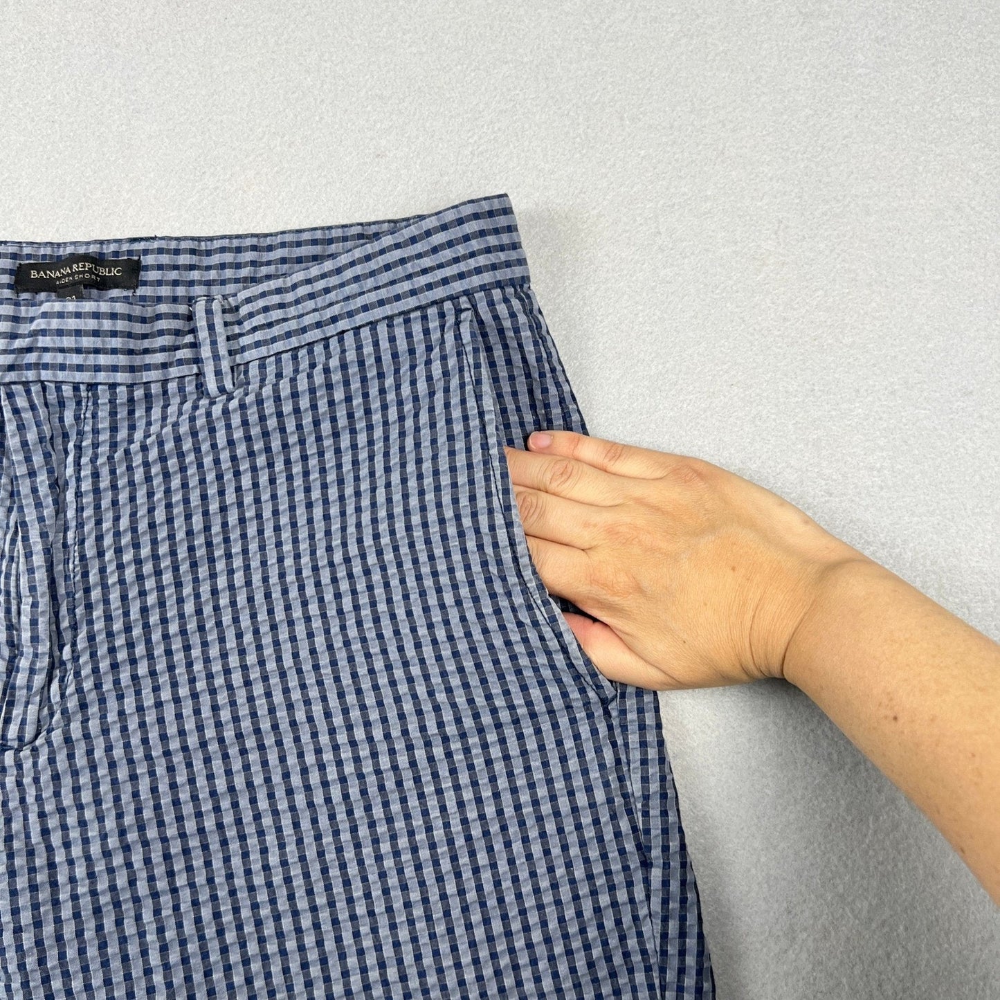 Banana Republic Aiden Shorts Mens 31 Gingham Seersucker Cotton Preppy Summer
