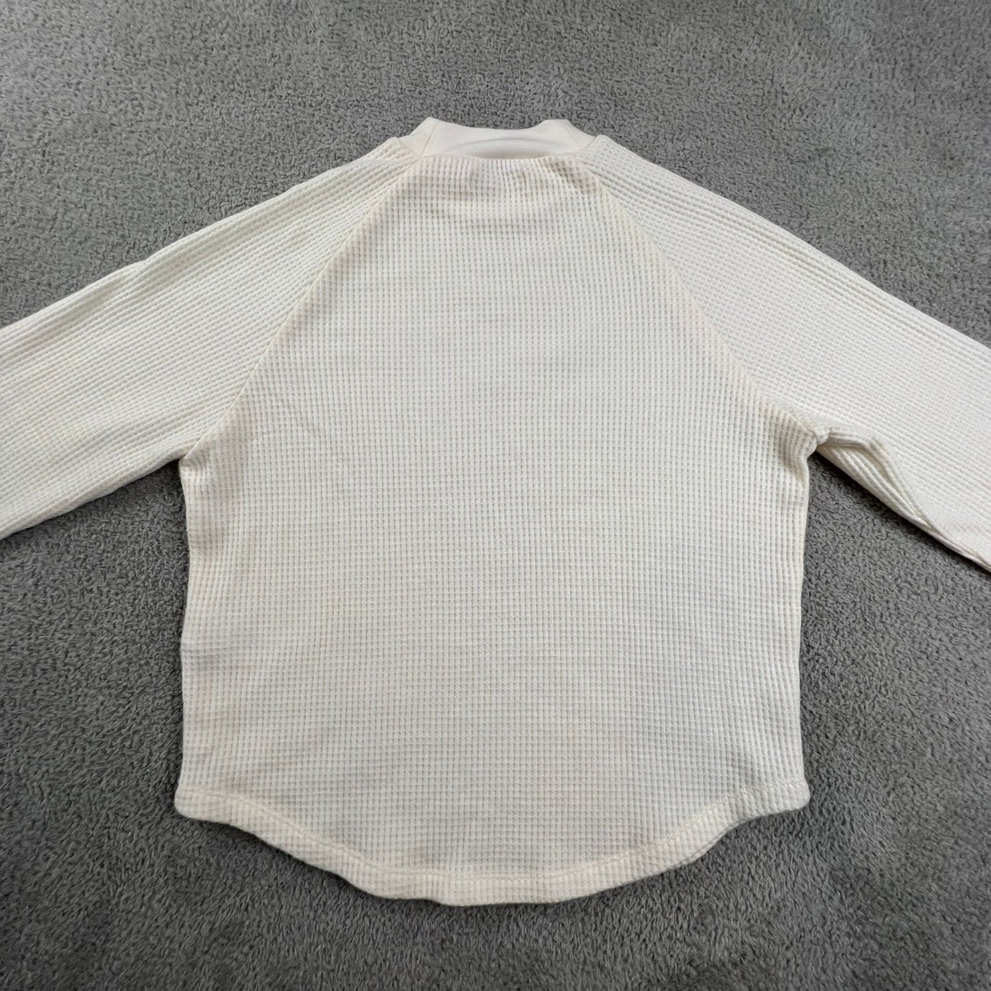 Madewell Waffle Knit Mock Neck Raglan Top XS Cream Minimalist Casual Chic Costal