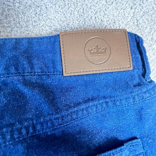 Peter Millar Mens Casual Pants 38 Navy Blue Five Pocket Brushed Cotton Blend