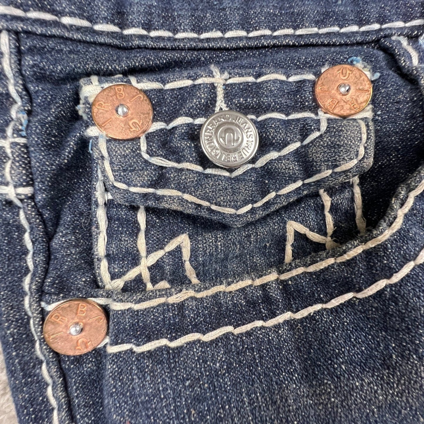 True Religion Joey Super T Jeans Mens 40 Blue Contrast Stitch Made in USA Y2K