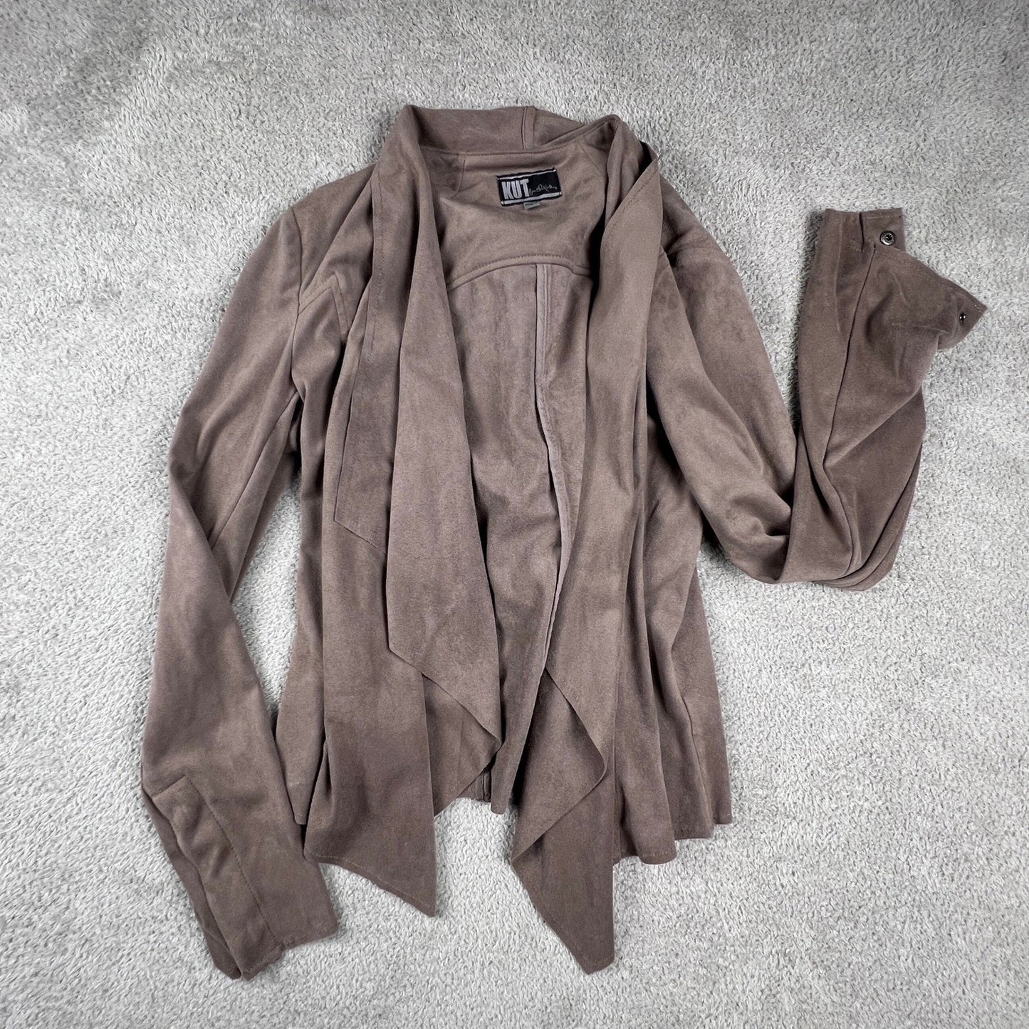 Kut from the Kloth Faux Suede Jacket Womens Small Brown Front Moto Boho