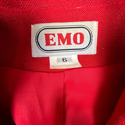 VTG EMO Blazer Jacket Womens 6 Red Single Button Career Chic Minimalist