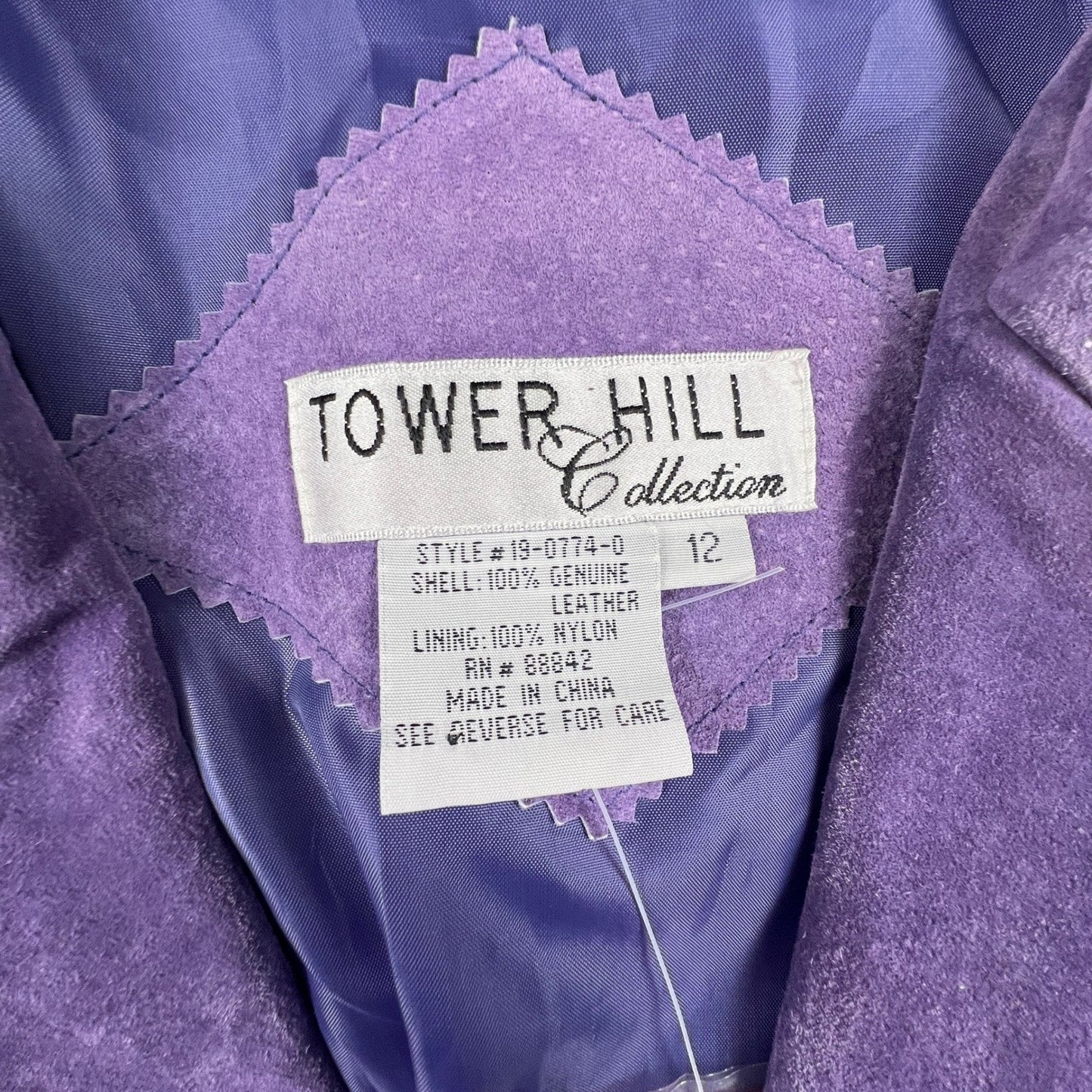 Tower Hill Collection Suede Blazer Women 12 Purple Genuine Leather Vintage Coat