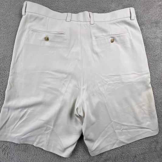 Tommy Bahama Silk Shorts Mens 36 White Relax Flat Front Tropical Beach Casual