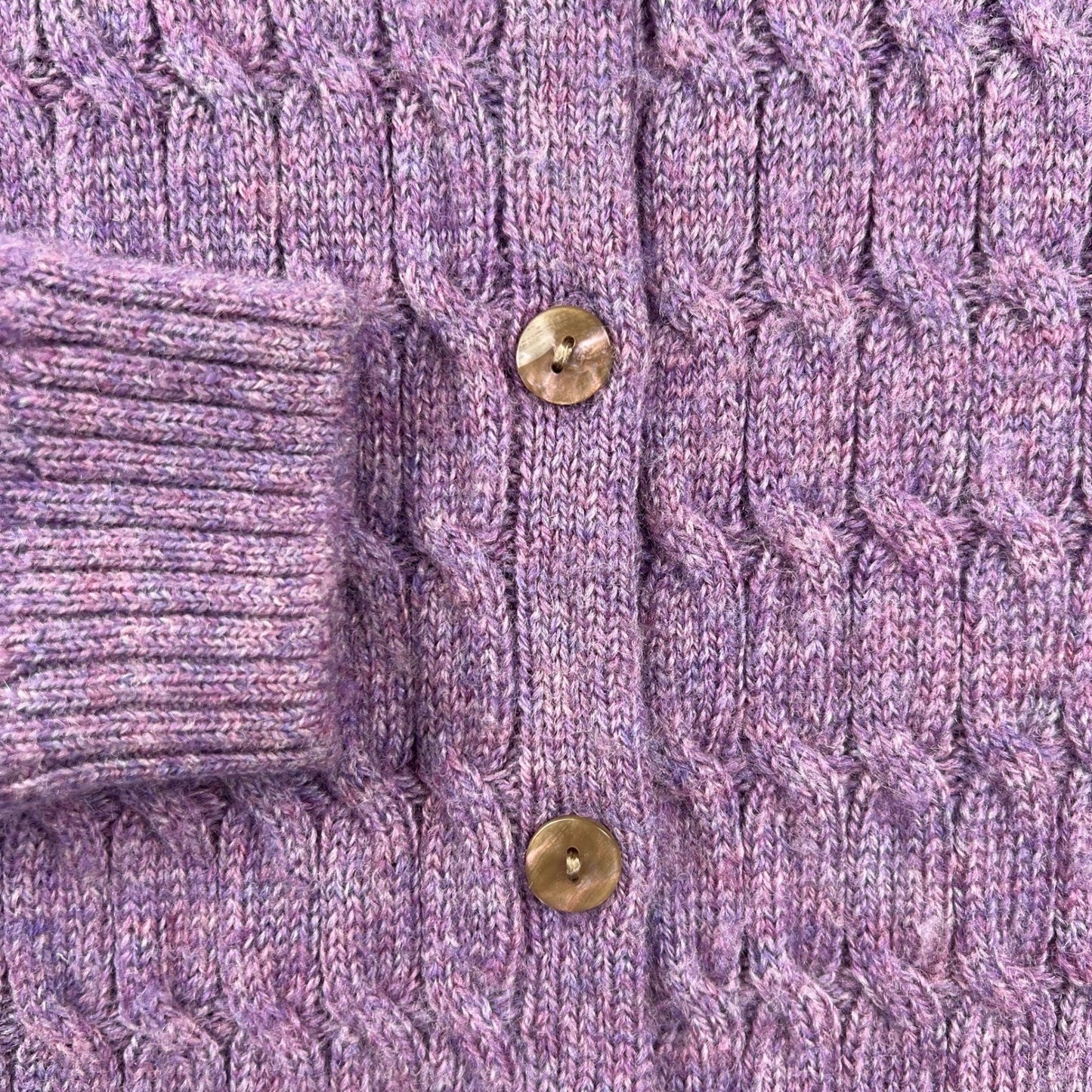 VTG Style 100% Wool Norm Thompson Cardigan Sweater Small Cable Knit Classic