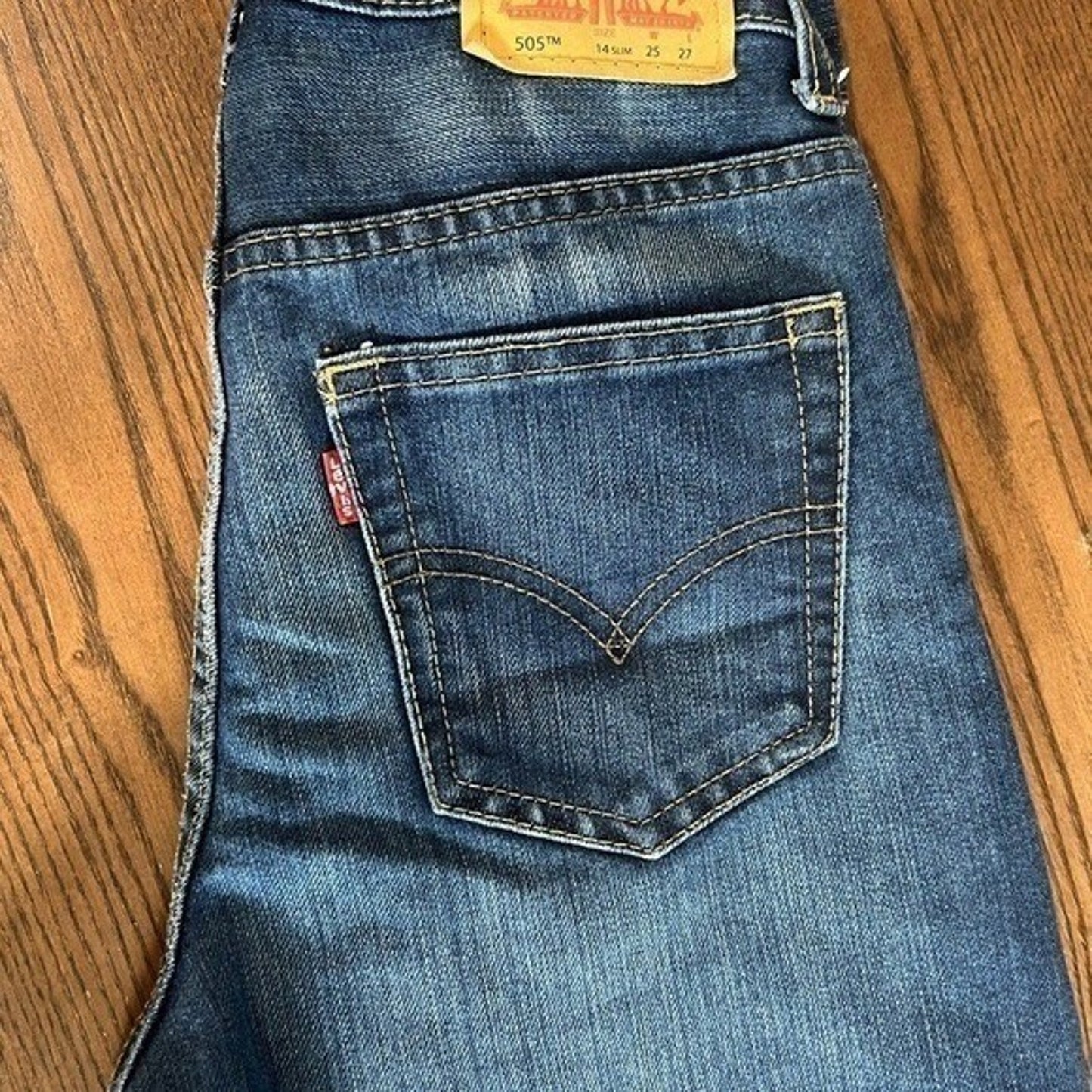 Levi's 505 Jeans Women's Size 14 Slim Fit 25 x 27 Dark Wash Denim Regular Cowboy