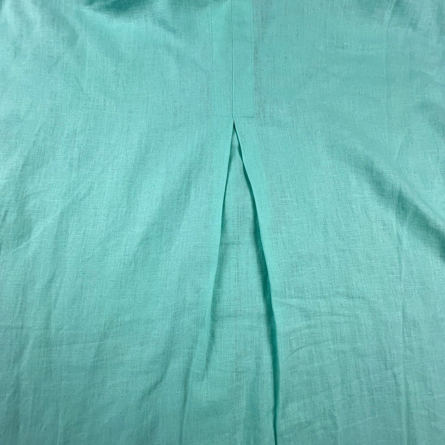 Emily Daniels Button Down Top Womens Large Green Linen Blend Short Sleeve Casual