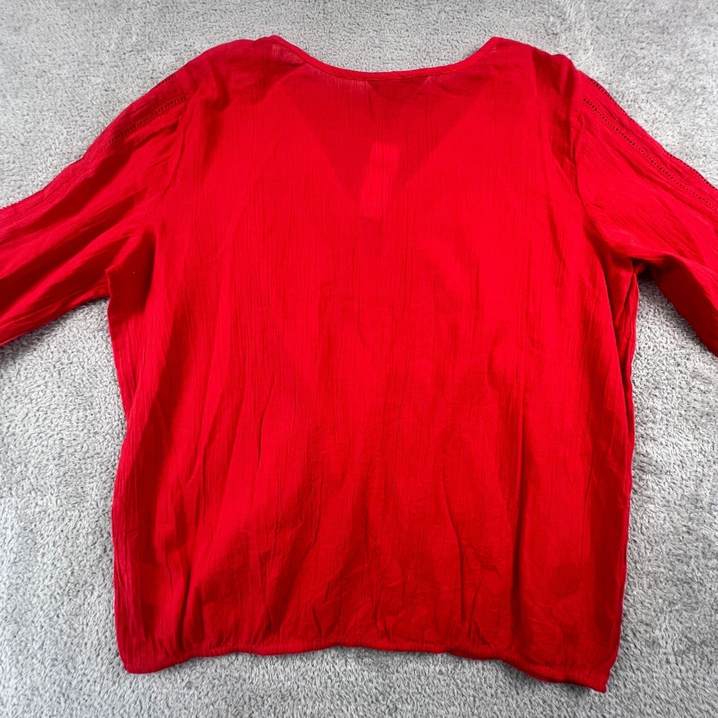 100% Cotton Boho Top Banana Republic Peasant Blouse Womens Medium Red Tassel