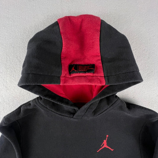 Jordan Hoodie Boys L Black Red Jumpman Graphic Zipper Pocket Fleece Pullover VTG