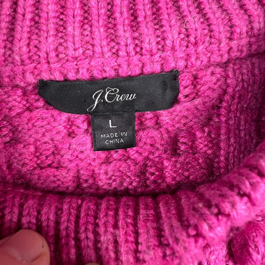 J.Crew Pink Cable Knit Sweater Womens Large Preppy Chunky Textured Cozycore