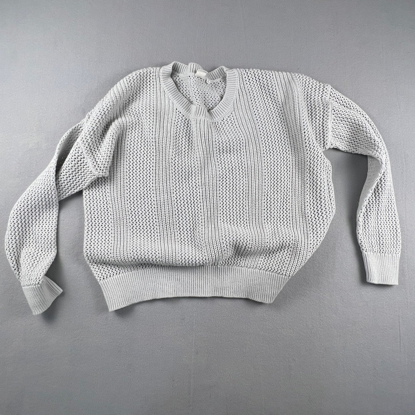 100% Cotton Gap Textured Knit Sweater XL Pullover Casual Coastal Boho Classic