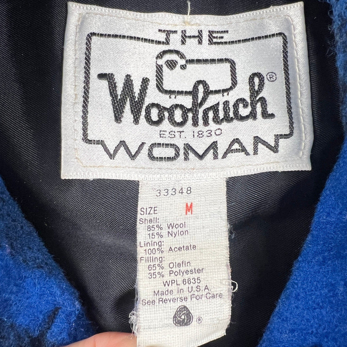 Woolrich Plaid Hooded Coat Womens Medium Blue Wool Blend Vintage Button Front