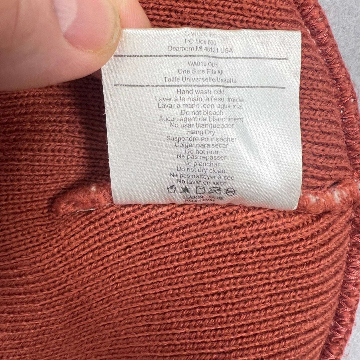 Carhartt Beanie Hat AOP Cream Orange Logo Knit Winter Streetwear RARE Collectors