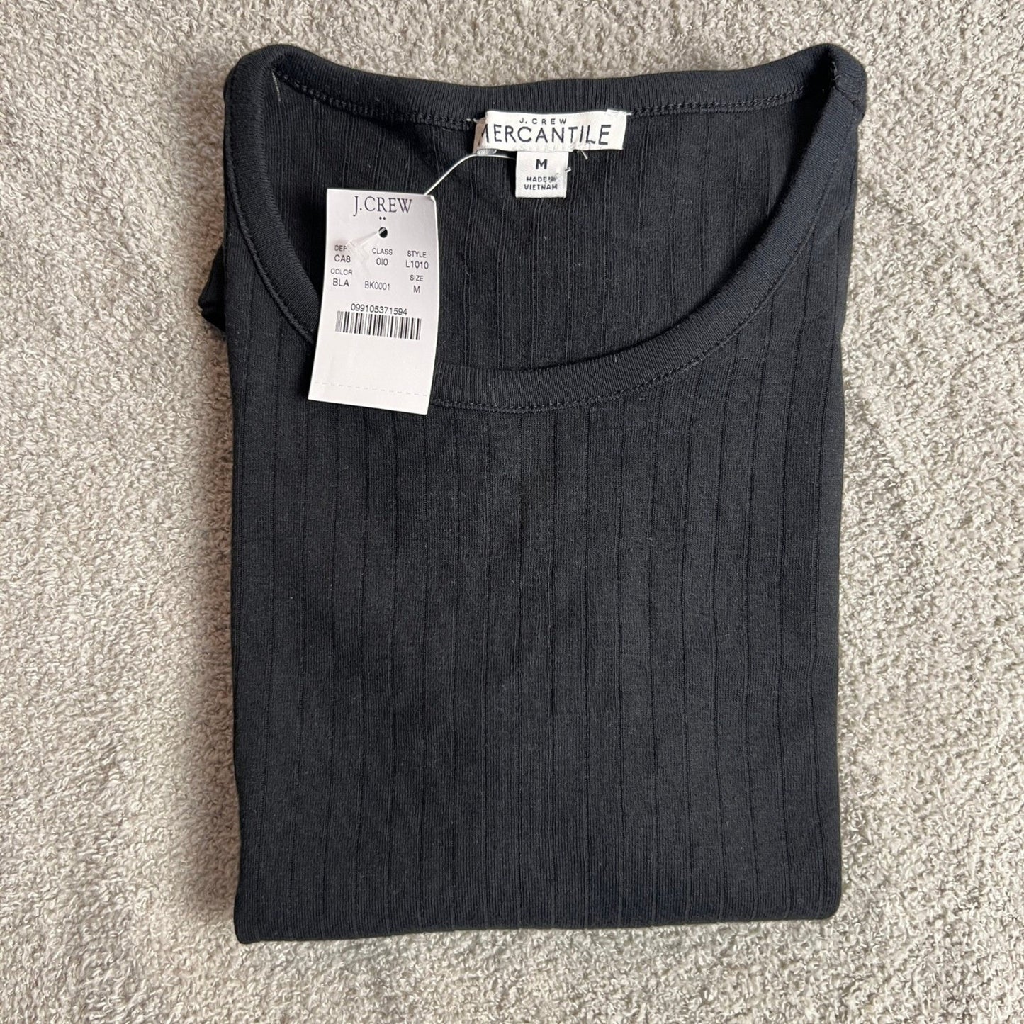 J.Crew Mercantile T-shirt Women's Medium Black Ribbed Cotton Short Sleeve