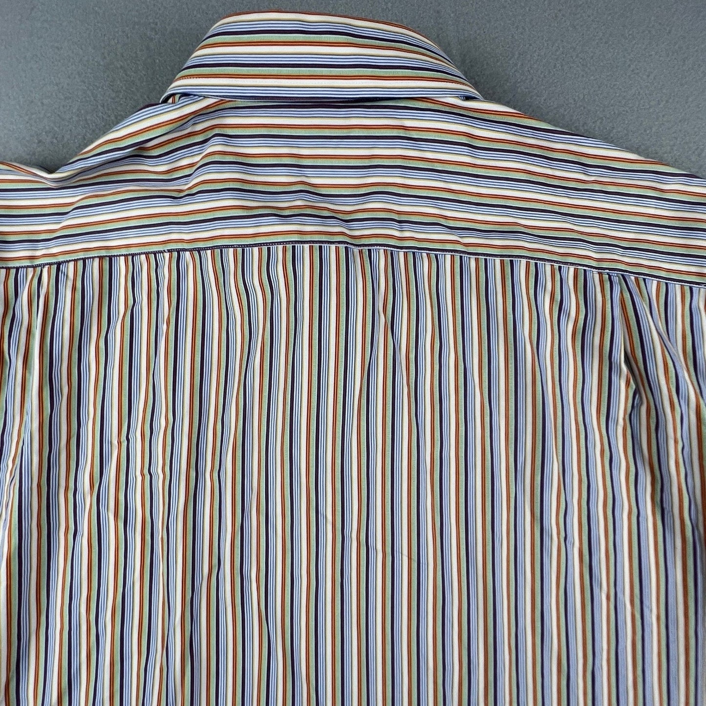 VTG J.Crew Button Down Shirt Mens L Color Stripe 100s 2 Ply Hong Kong Business