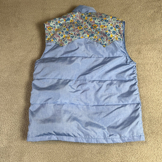 Vintage Frostline Puffer Vest Womens S Blue Floral Western Yoke