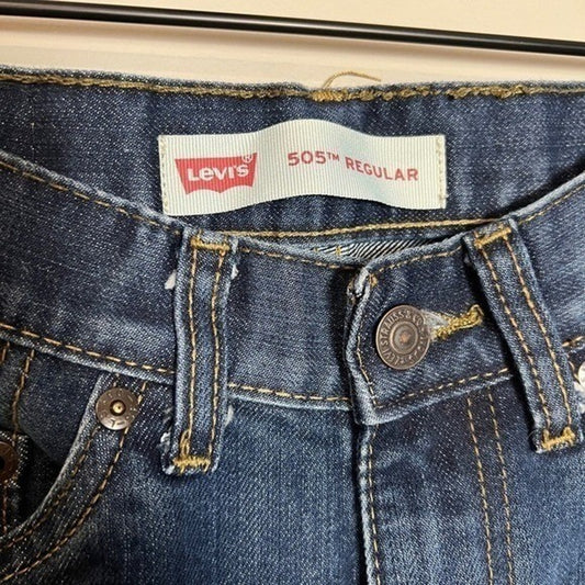 Levi's 505 Jeans Women's Size 14 Slim Fit 25 x 27 Dark Wash Denim Regular Cowboy