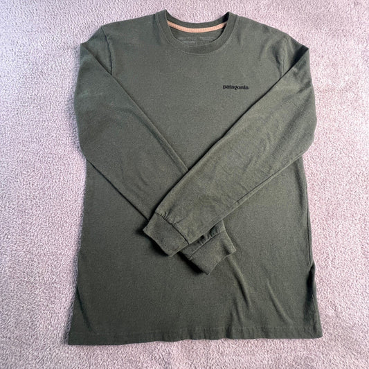 Patagonia Long Sleeve Shirt Mens Medium P-6 Logo Responsibili-Tee Green