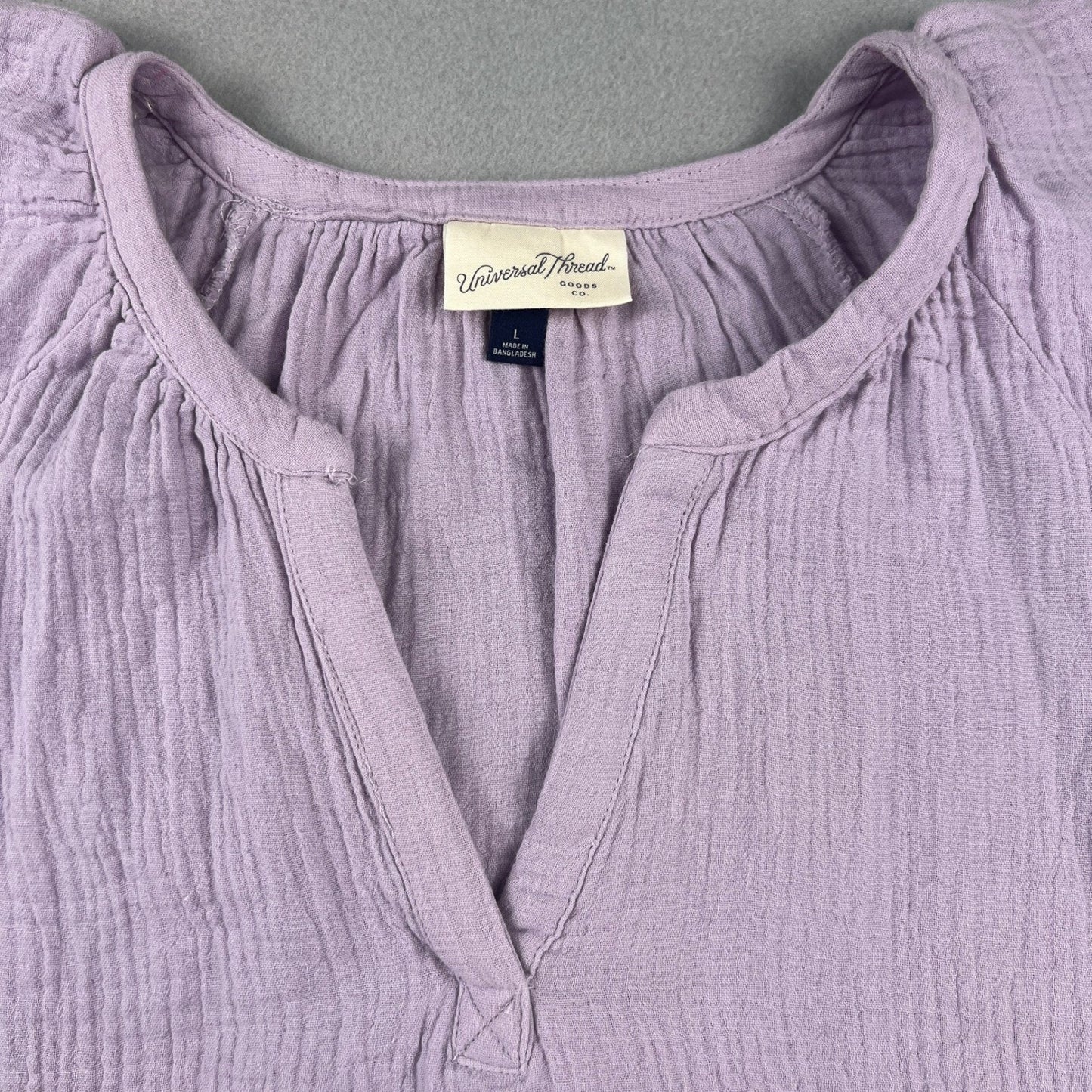 Gauze Top Womens Large Purple Cotton Flutter Sleeve Boho Blouse Universal Thread