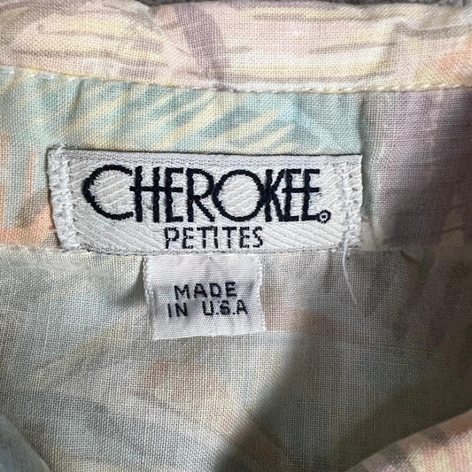 Vintage Cherokee Floral 90's Button-up Shirt Women's Pastel Size S Petites USA