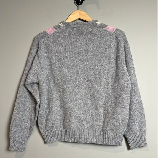 Cable Knit Sweater Womens Gray Pink Preppy Soft Girl Cozy Luxury