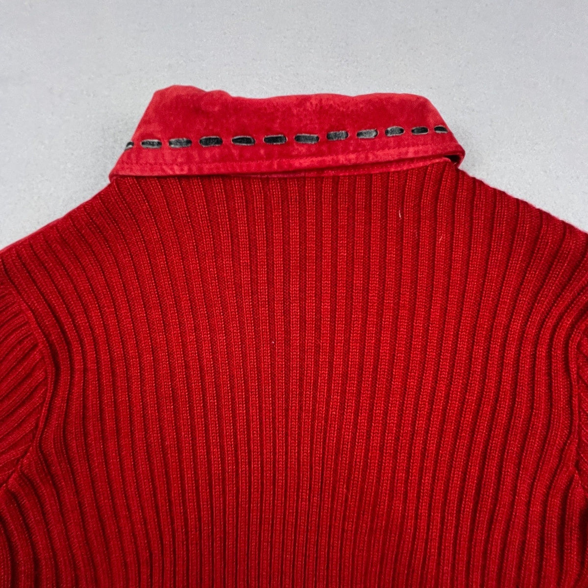 Jessie Sport Leather Jacket Women 1X Red Suede Ribbed Knit Mixed Media Zip Up