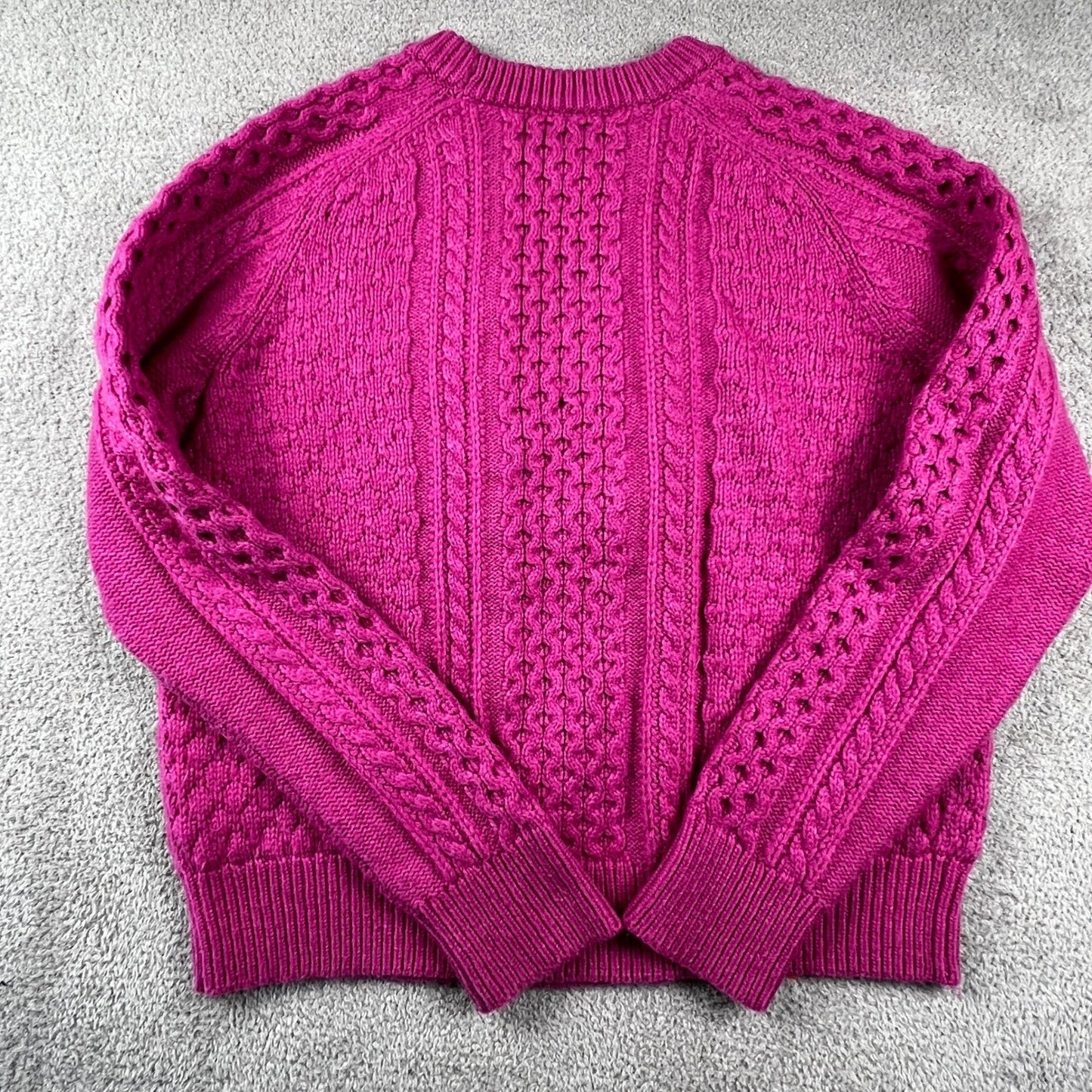 J.Crew Pink Cable Knit Sweater Womens Large Preppy Chunky Textured Cozycore