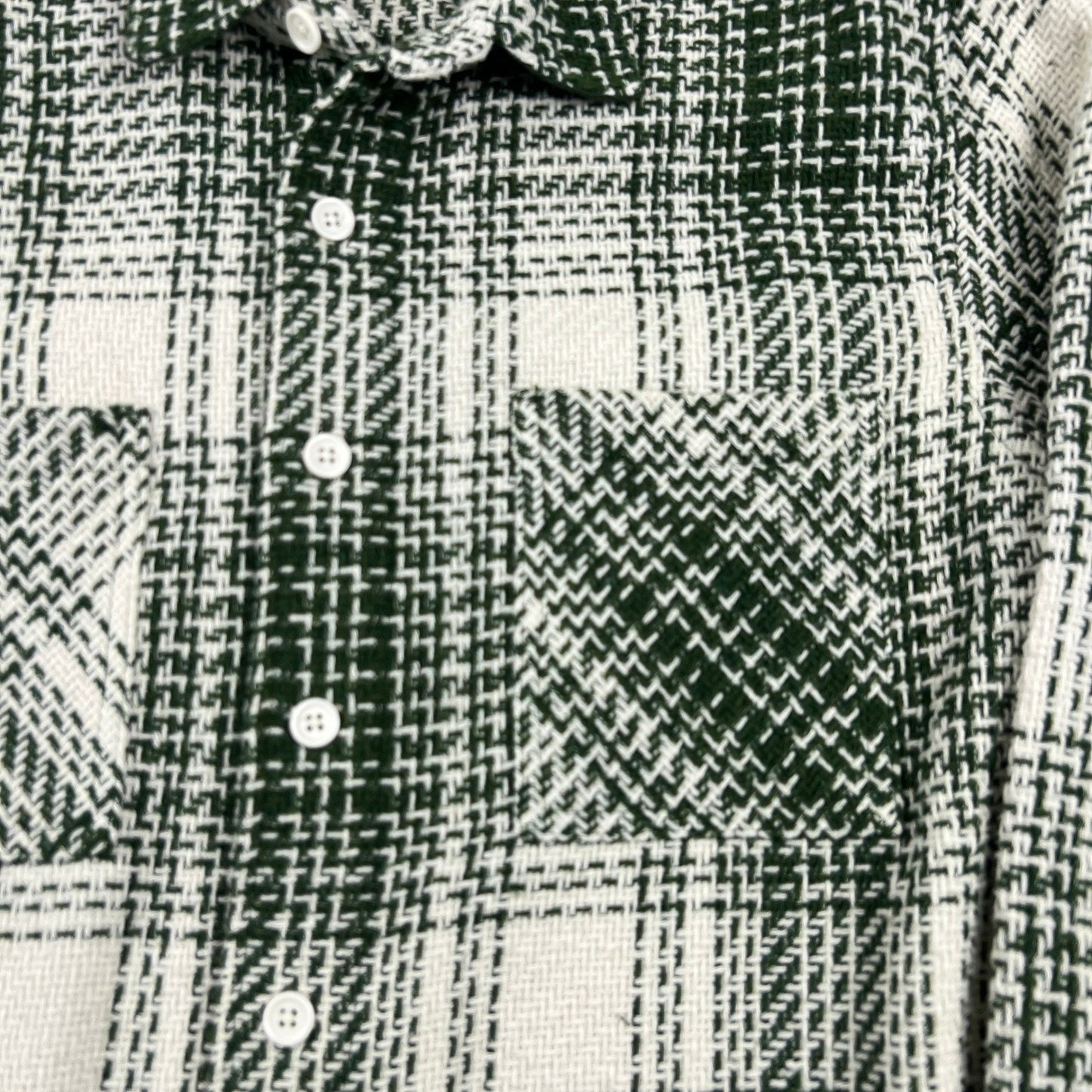Common People Plaid Overshirt Mens Medium Green Wool Blend Textured Shacket